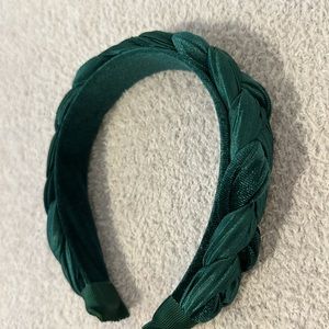 Braided Velvet Headband - Emerald Green